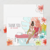 トロピカル グリッター ブライズ バチェロレッテ パーティー 黒髪の花嫁 サンキューカード (正面/裏面)