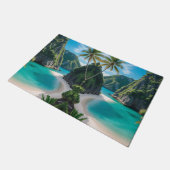 「トロピカル・グリーティング:ターコイズの水をドアに ドアマット (アングル)