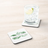 トロピカル・グリーナリー・パ結婚ームズ・モノグラム・コルク・バック  コースター (右側)