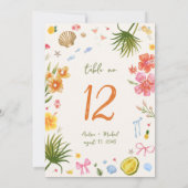 トロピカル コースト ハンドドローンブ 5x7 テーブルナンバー カード 招待状 (裏面)