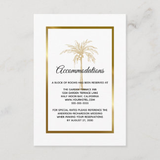 トロピカル ゴールド パーム ツリー ウェディング アコモデーション エンクロージャーカード