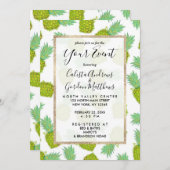 トロピカル サマー イエロー グリーン パイナップル フルーツ 招待状 (正面/裏面)