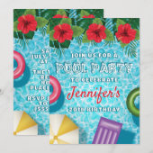 トロピカル サマー スイミング プール バースデー パーティー 招待状 (正面/裏面)