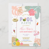 トロピカル サマー パイナップル ビーチ バースデー 招待状 (正面)