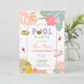 トロピカル サマー パイナップル ビーチ バースデー 招待状 (スタンド正面)