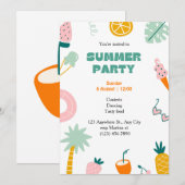 トロピカル サマー パーティー 招待状 (正面/裏面)