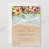 トロピカル サマー ビーチ ウェディング 招待状 (正面)