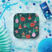 トロピカル サマー ビーチ クリスマス ホリデー ニューミュ ペーパープレート (パーティー)