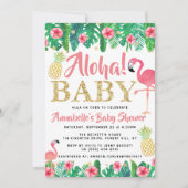 トロピカル サマー ビーチ ルアウ ガールズ ベビー シャワー 招待状 (正面)