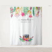 トロピカル サマー フラワー ブライダル シャワー フォトブース タペストリー (正面)