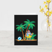 トロピカル サマー ヴァケーション 面白いサンタクロース クリスマス カード (黄色い花)