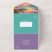 トロピカル サンセット ビーチ QRコード 海 オールインワン招待状 (外側)