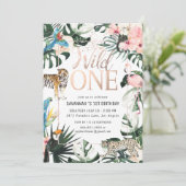 トロピカル シック | ピンク ワイルド ワン バースデーパーティー 招待状 (スタンド正面)