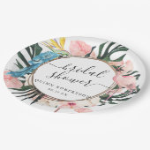 トロピカル シック フラミンゴ フラワーブライダルシャワー ペーパープレート (アングル)