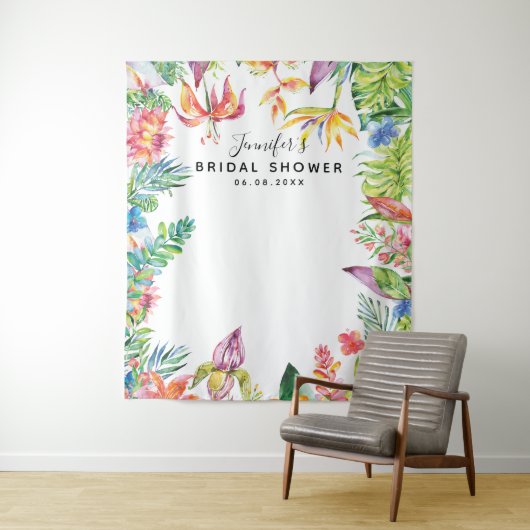 トロピカル シック ブライダル シャワー フォト ブース 背景 タペストリー (インサイチュ)