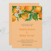 トロピカル シトラス オレンジ ボタニカル オレンジ ウェディング 招待状 (正面/裏面)