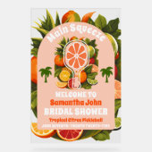 トロピカル シトラス ピックルボール ブライダル シャワー ウェルカム アクリルサイン (正面)