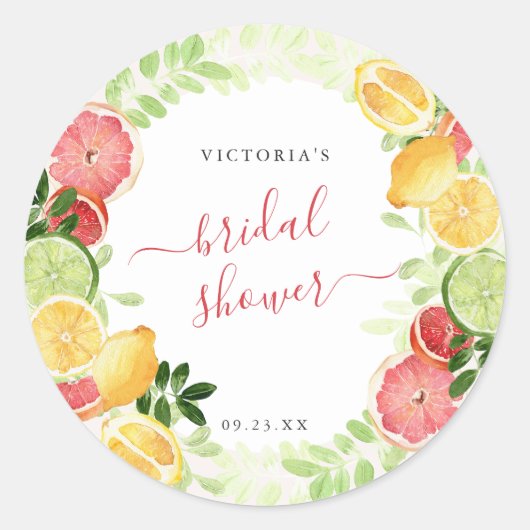トロピカル・シトラス・ブライダルシャワー　サンキュー ラウンドシール (正面)