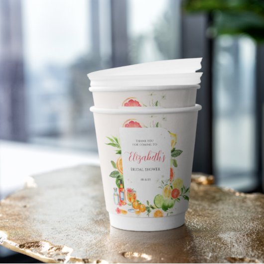 トロピカル・シトラス・ブライダルシャワー 紙コップ