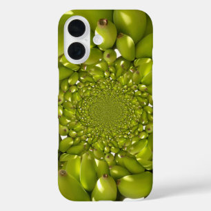 トロピカル・シンメトリー グリーン・バナナ・カレイドスコープ・アブストラクトデザイン iPhone 16ケース