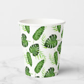 トロピカル ジャングル 葉 緑 ボタニカル パーティー 紙コップ (正面)