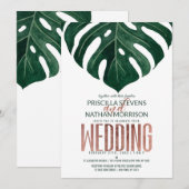 トロピカル·スイス·チーズ·リーフ·バラ·金ゴールドズ 招待状 (正面/裏面)