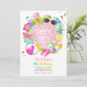トロピカル スプラッシュ スプラッシュ プールパーティ バースデー 招待状 (スタンド正面)