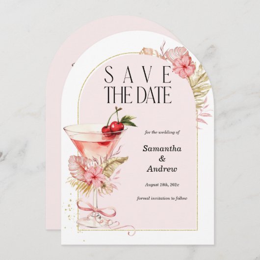 トロピカル　セーブ・ザ・デートカード　水彩 招待状 (正面/裏面)