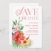 トロピカル セーブ・ザ・デート テンプレート 印刷可能 (正面/裏面)