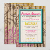 トロピカル ティキ ウッド タトゥー ブライダル シャワー 招待状 (正面/裏面)