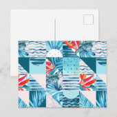 トロピカル ティール ジオメトリック アブストラクト パターン ポストカード (正面/裏面)