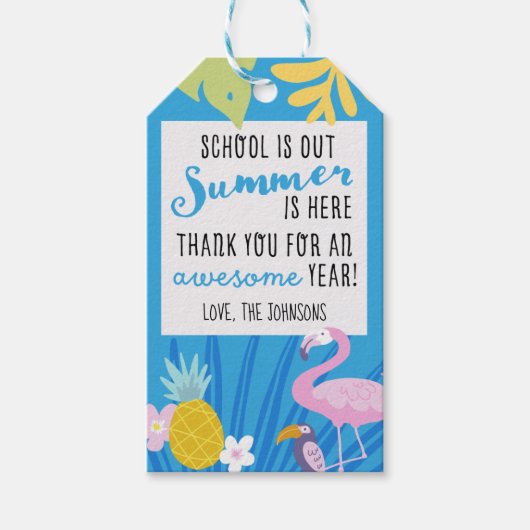 トロピカル テーマの先生への特別なギフトタグ ギフトタグ (正面)