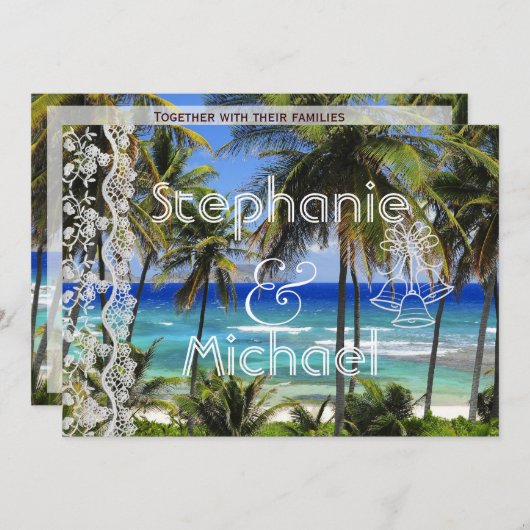 トロピカル·デスティネーション·ウェディング·招待状 招待状 (正面/裏面)