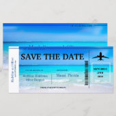 トロピカル デスティネーション ブルー ウェディング セーブ ザ デート (正面/裏面)