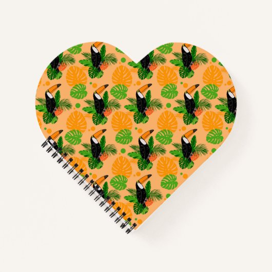 トロピカル トゥカン 鳥 シームレス パターン ノートブック (正面)