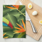 トロピカル·トゥーカン&バード·オブ·パラダイス キッチンタオル (四つ折り)
