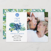 トロピカル トロピクス リーフ | Save the Date フォトカード 招待状 (正面/裏面)