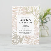 トロピカル ドライ パーム リーフ ボーホー 水彩 誕生日 招待状 (スタンド正面)