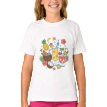 トロピカル ドリンク かわいい サマー カクテル ガール Tシャツ