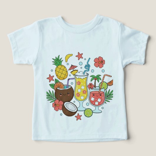 トロピカル ドリンク サマー カクテル トドラーTシャツ (デザイン正面)
