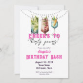 トロピカル ドリンク 30歳の誕生日おめでとう 大人の誕生日 招待状 (正面)