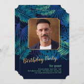 トロピカル・ナイト・フォト・バースデー・パーティーの招待 招待状 (正面/裏面)