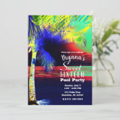 トロピカル ネオン カラー ビーチ パーム スイート 16 招待状 (スタンド正面)