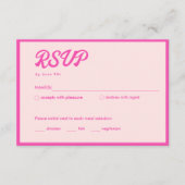 トロピカル ネオン ピンク バット ミッツヴァー RSVP カード (正面)