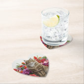 トロピカル ネコ ハート ペーパーコースター デザイン (インサイチュ)