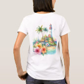 トロピカル+ハイビスカスの花と灯台 Tシャツ (裏面)