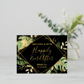 トロピカル ハッピーエバーアフター 挙式後 レセプション 箔招待状ポストカード (立ち正面)