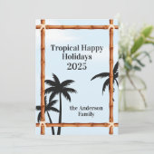 トロピカル ハッピー ホリデー、竹フレームとヤシの木 シーズンカード (スタンド正面)