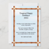 トロピカル ハッピー ホリデー、竹フレームとヤシの木 シーズンカード (裏面)
