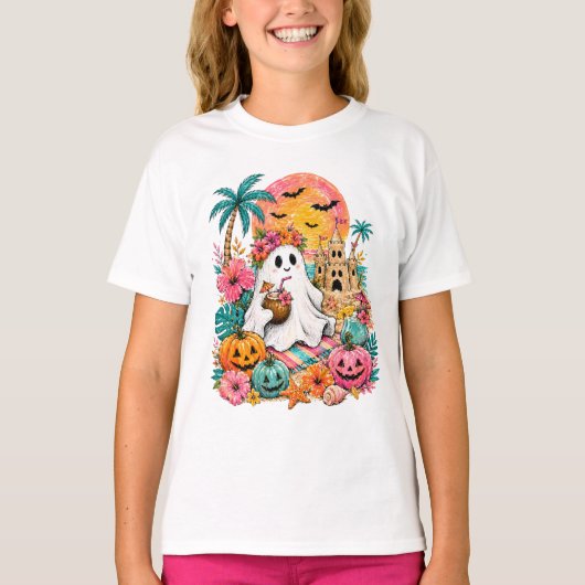 トロピカル・ハロウィーン・ゴースト Tシャツ (正面)